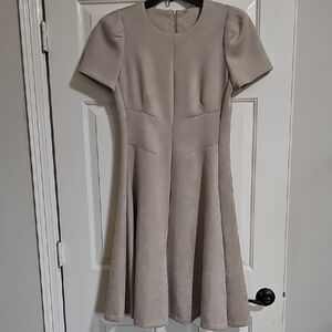 Calvin Klein Taupe Faux Suede Midi Dress